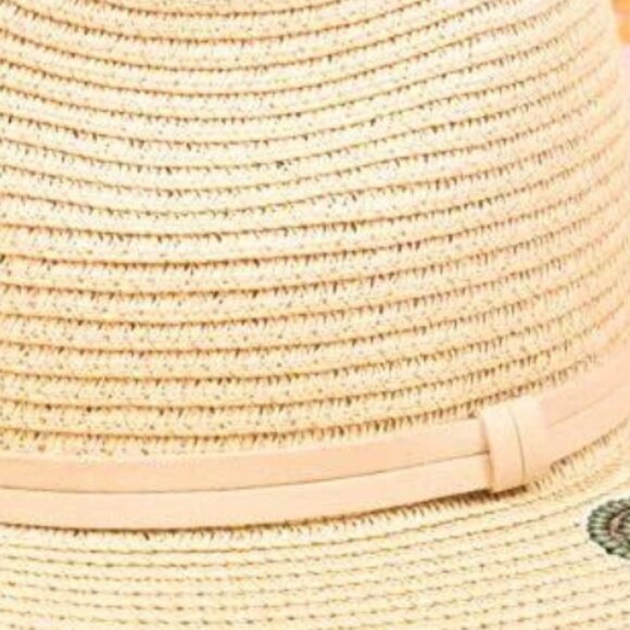 Bon Voyage Sequin Natural Paper Straw Fedora Panama Sun Hat NWT - Picture 4 of 4